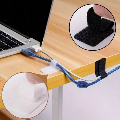 30 Piece Black/white Self-adhesive Nylon Zip Ties, Office Ca