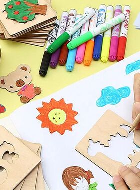 42pcs Wooden DIY Drawing Template Templates With Markes, Chi