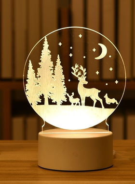 Merry Christmas 3d Lamp Acrylic Usb Nightlights Room Decor N