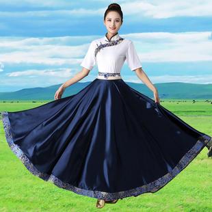 蒙古舞蹈演出服装女新款练习长裙艺考大摆裙练功服学生民族风服装