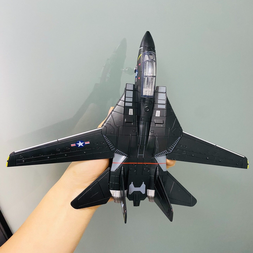F14雄猫战斗机模型，1/72比例，黑色涂装，带支架，未拼装，带原