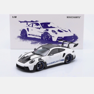 保时捷911 GT3RS  1/18 白色蓝轮蓝拉花 开门 Weissach package 2