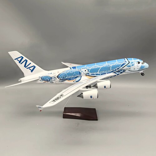 46cm全日空ANA A380蓝海龟飞机模型，比例1/130，细节！白蓝