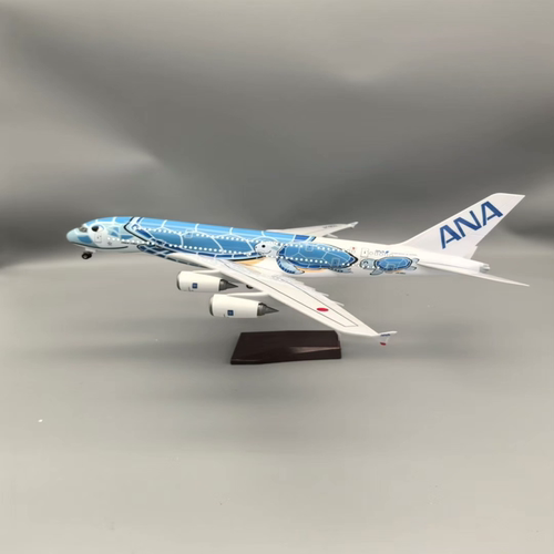 46厘米全日空航空A380 JA381A 蓝海龟带轮带灯仿真民航飞机模型礼