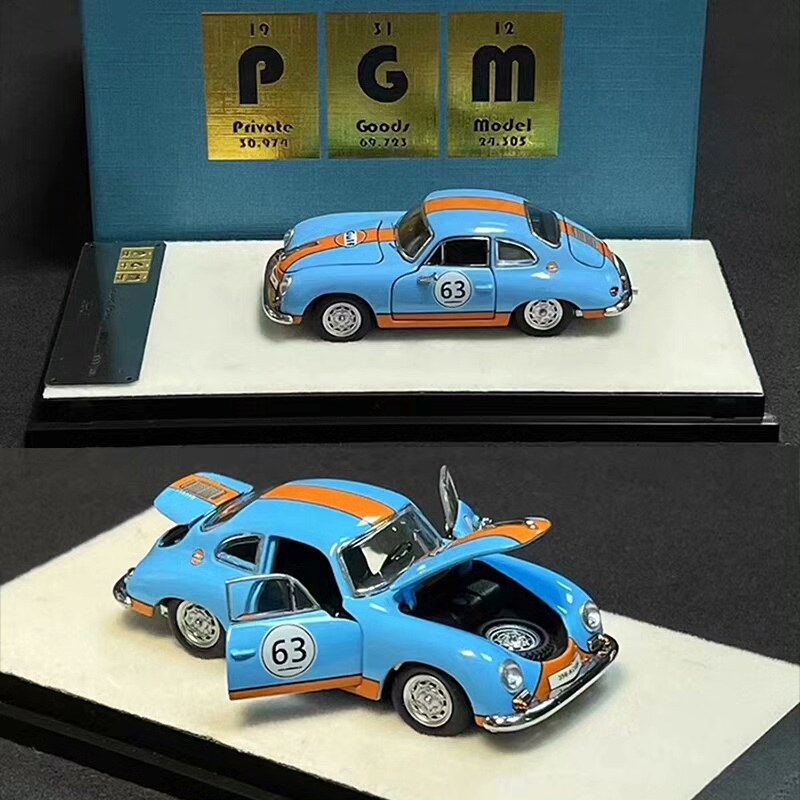 PGM 保时捷356 1/64合金车模 全开海湾石油涂装 gulf 普通版未图片