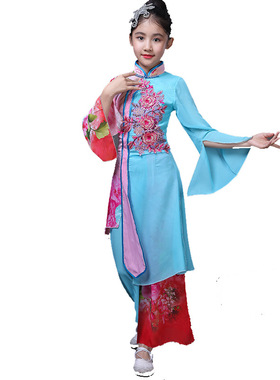 2026新款儿童秧歌服演出服女少儿古典伞舞扇子舞服装飘逸中国