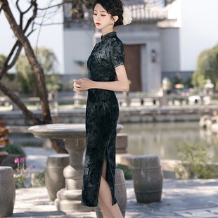 年轻款 长款 高端气质日常中国风平时可穿 丝绒旗袍春季 2026新款