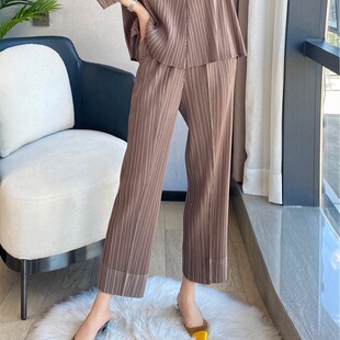 2026新款三宅千影褶皱春夏显瘦百搭九分奶奶裤子宽松大码萝卜