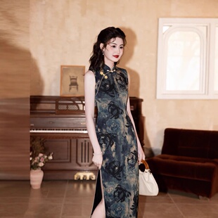 旗袍中国风气质醋酸缎年轻款 2026新款 无袖 改良新中式 日 春夏季