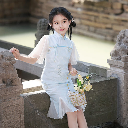 2026新款轻薄夏装童装女童春夏季儿童修身旗袍裙公主鱼尾裙高品质