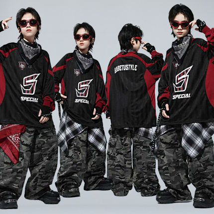 2026新款街舞儿童潮服走秀hiphop演出服套装小学生嘻哈爵士