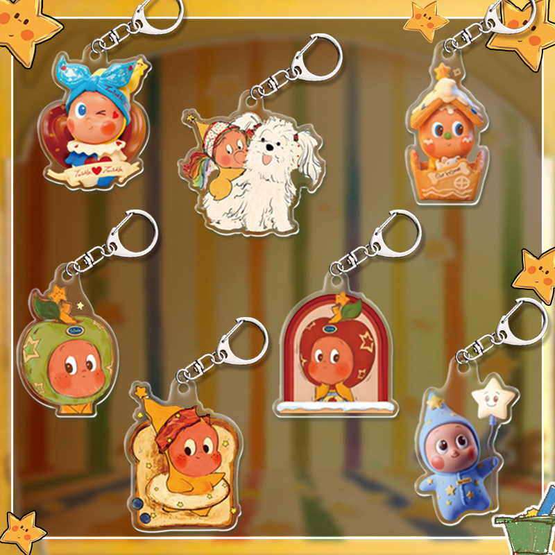 黄色星星人透明亚力克钥匙扣挂件卡通动漫周边饰品UV双面打印吊饰