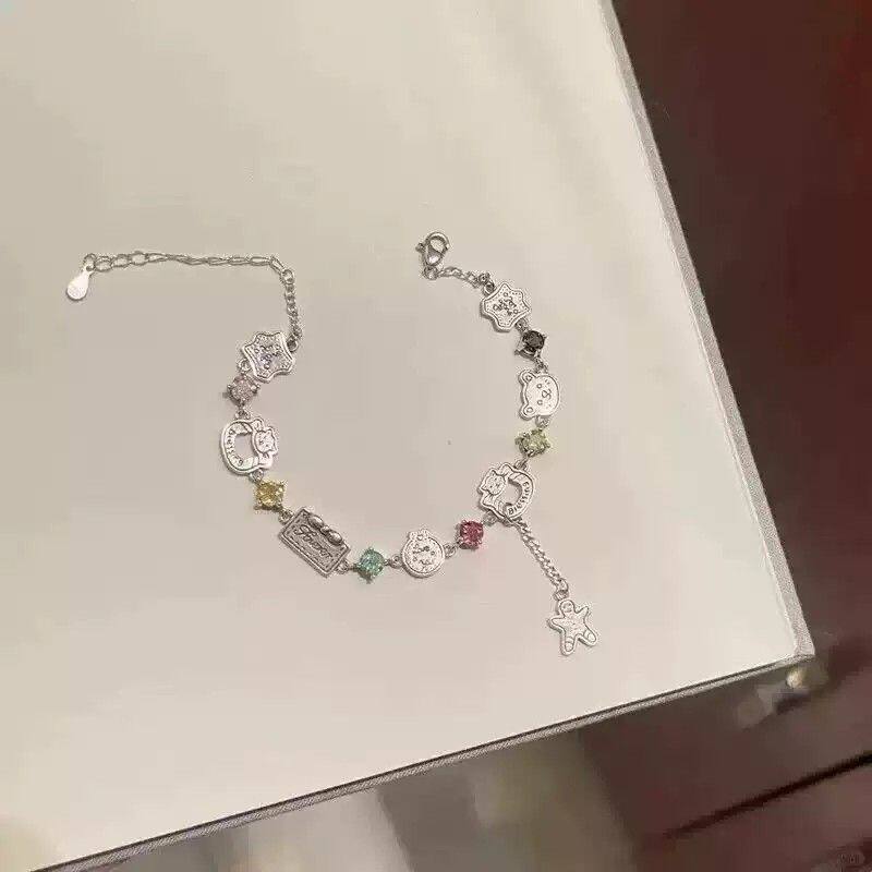 超可爱彩钻色姜饼人小熊手链精美百搭手环爆款高颜值手饰