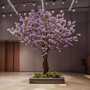 仿真蓝花楹 大树假树樱花树紫色 室内客厅婚庆橱窗造景落地装饰