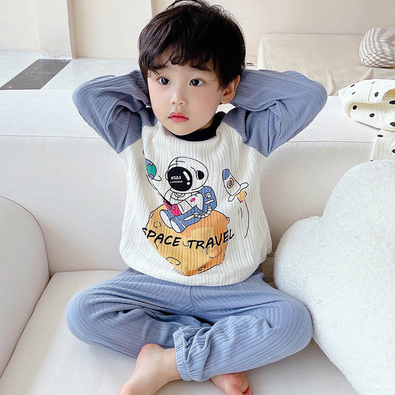 儿童长袖宽松春秋家居睡衣套装薄