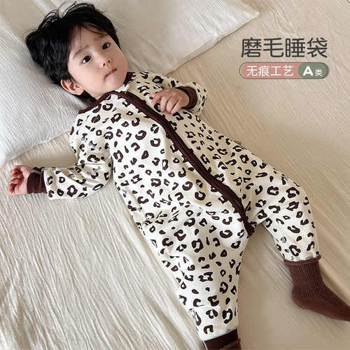 宝宝睡衣连体春秋无骨磨毛睡袋