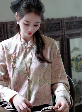 《七七定制》秋冬款时尚中国风新中式气质长袖衬衫7289