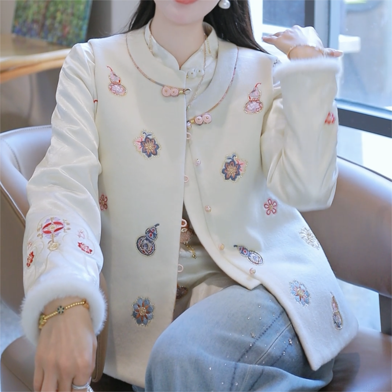 《77定制》冬季新中式国风重工双面穿马甲6799