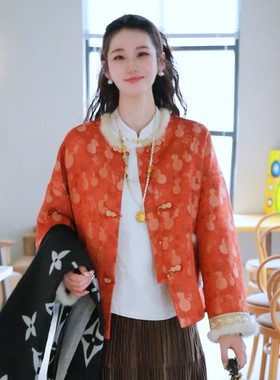 《七七定制》时尚冬季中式气质复古加厚加棉保暖外套6889