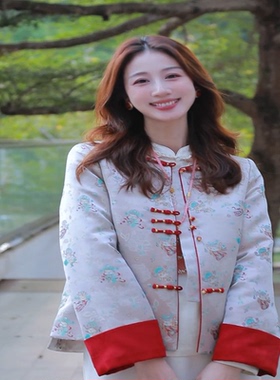 【财神喵】 时尚冬季中式气质复古加厚加棉保暖外套6909