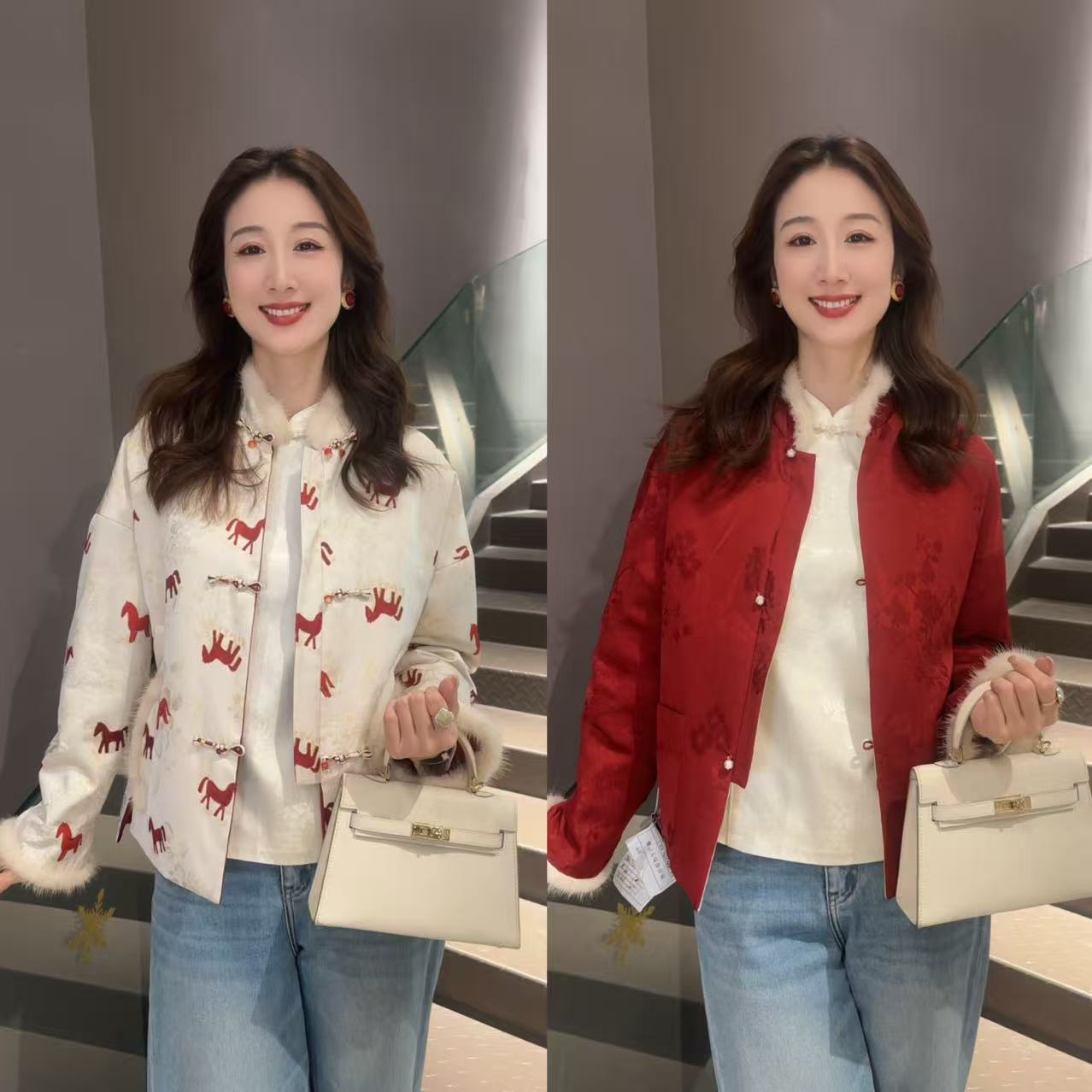 《77定制》冬季新中式国风重工刺绣加棉加水貂棉服6790