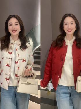 《77定制》冬季新中式国风重工刺绣加棉加水貂棉服6790