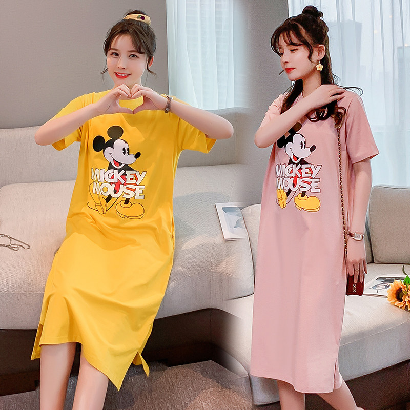 孕妇装夏装孕妇连衣裙时尚新款宽松潮妈t恤长款过膝盖长裙睡衣裙