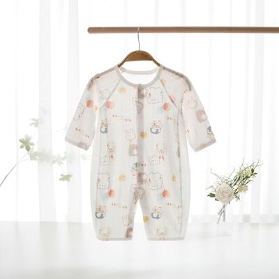 新初生婴儿儿连体衣夏款纯棉爬服夏天薄款空调服宝宝长袖哈衣睡衣