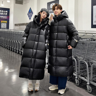 黑金长短款系列连帽八格五格羽绒服男女情侣同款加厚鹅绒外套