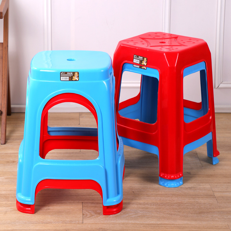 塑料方凳加厚款凳子家用成人餐桌椅子圆凳板凳塑胶凳子高凳可叠放