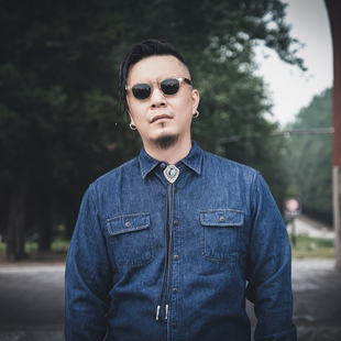 Qki精选 原色牛仔休闲衬衫纯棉材质成衣水洗柔软舒适indigo靛蓝色