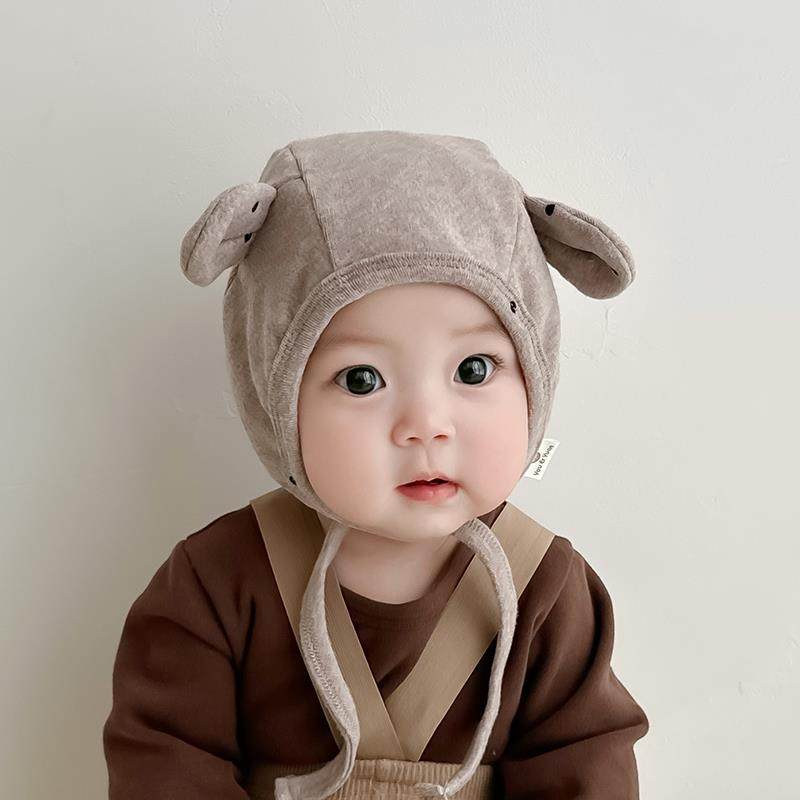 2025新款可爱波点朵宝宝护耳帽春秋季防风保暖婴幼儿包头耳帽超萌