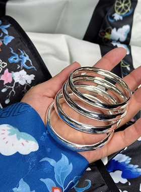 泥鳅背光面素圈足银999定制