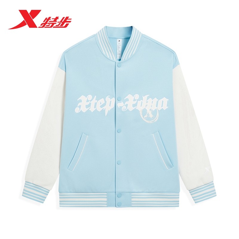 特步棒球服男女同款2025年冬季新款情侣运动上衣美式复古休闲夹克