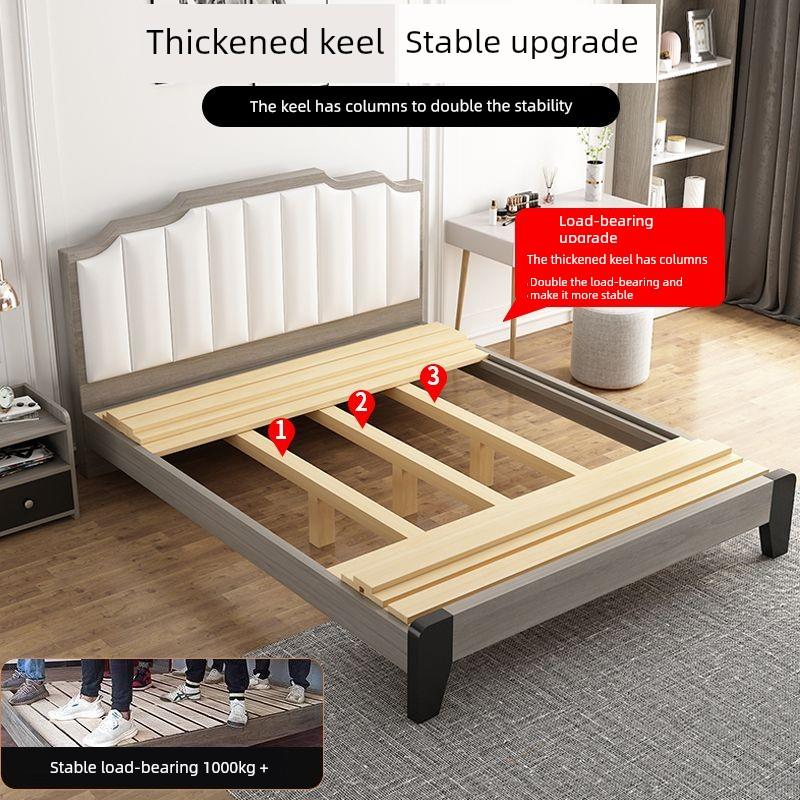 实木床现代简约1.5米双人床主卧室1.8出租房经济1.2米单人床框架