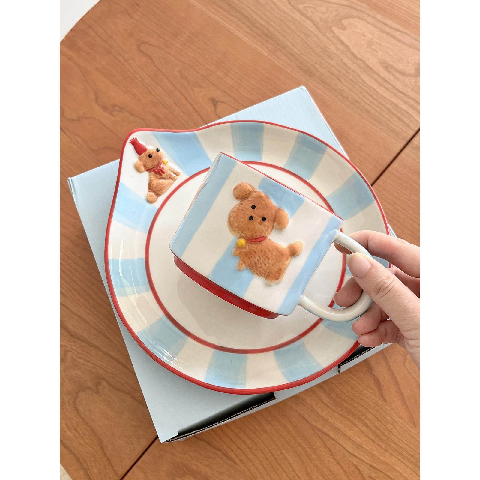 Endless stars韩式ins风可爱小狗马克杯咖啡杯套装早餐盘生日礼物