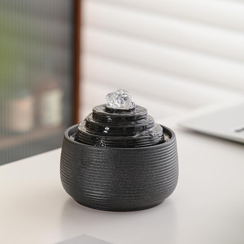 循环水系景观新中式客厅茶室桌面流水招财摆件办公室开业乔迁礼品