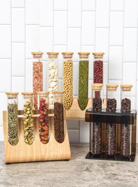 全屋定制厨房橱柜具样板间软装饰品密封罐试管展示架餐厅台面摆件