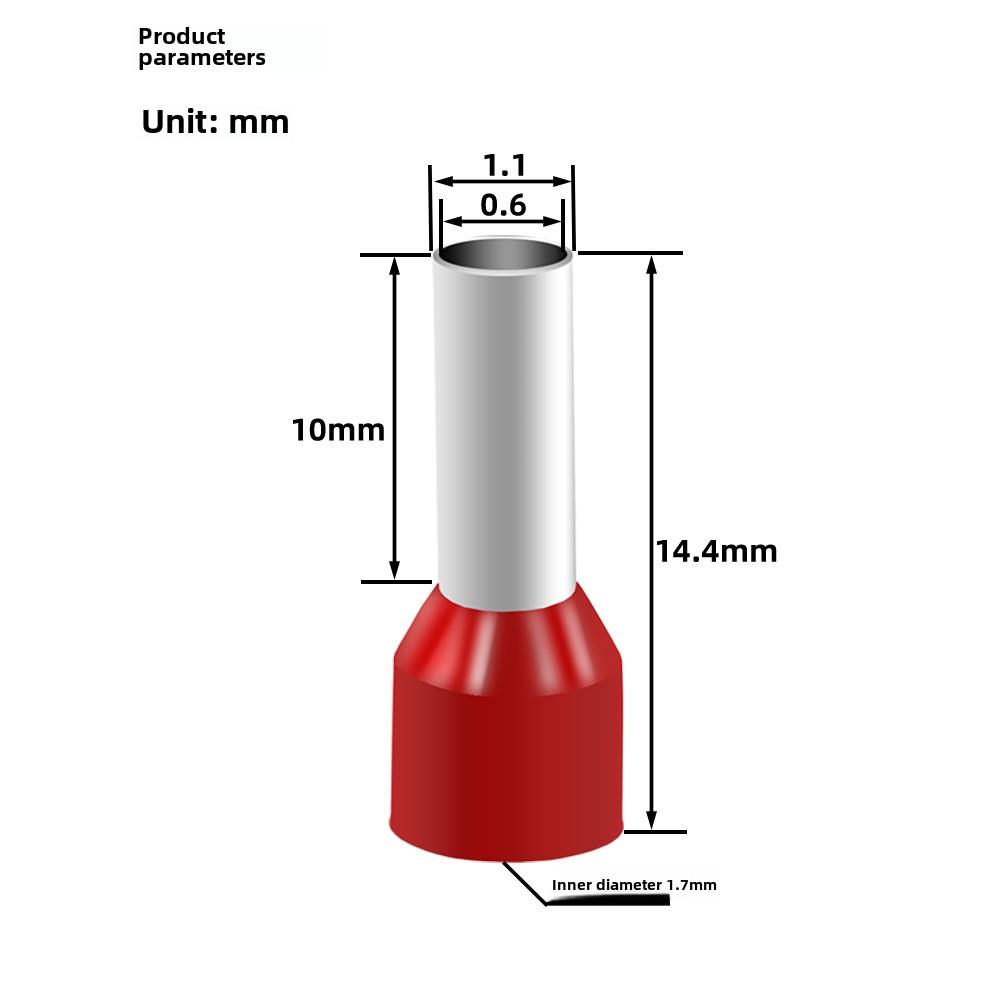 E0110管型绝缘接线端子0.1针式线鼻子0.14铜鼻0.08针形针型26AWG