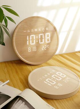 LED电子钟表创意挂钟客厅时尚时钟轻奢静音北欧简约家用现代日历