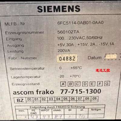 {议价}6FC5114-0AB01-0AA0 工业数控设备电源