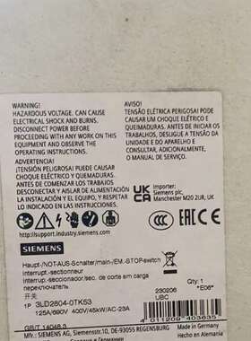 {议价}3LD2804-0TK53隔离开关正品