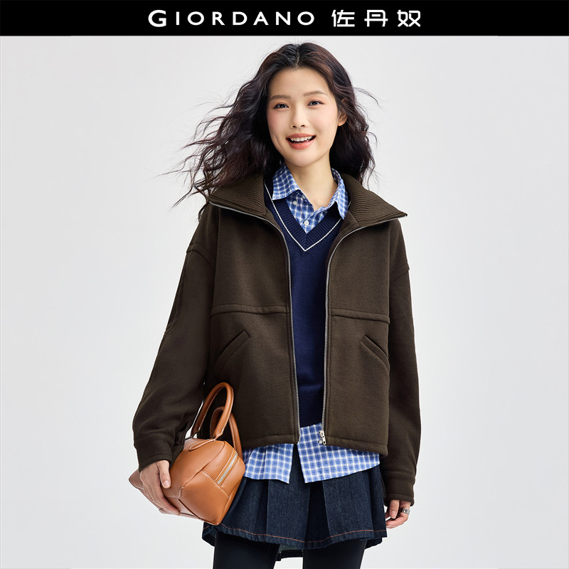 佐丹奴外套女装翻领宽松绒感针织毛呢外套 18374517,女装/女士精品,毛呢外套,淘宝优惠券,粉丝福利购,淘宝优惠卷