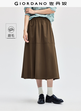 佐丹奴裙子女装磨毛破骨伞型松紧腰梭织半身裙 05464717