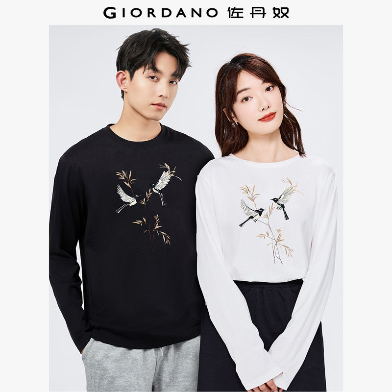 佐丹奴T恤女装纯棉印花圆领长袖T恤 69393214