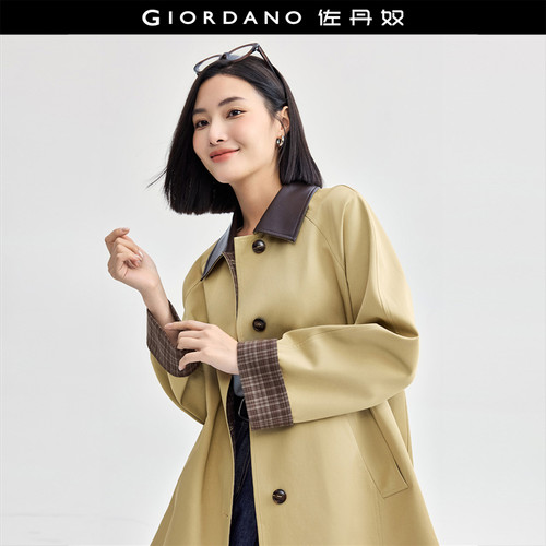 Giordano/佐丹奴翻领拼接风衣