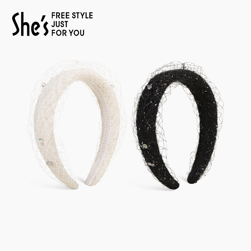 shes茜子奥莱复古粗花呢网纱小香风发箍宴会聚会头箍高级感发卡,饰品/流行首饰/时尚饰品新,发饰,淘宝优惠券,粉丝福利购,淘宝优惠卷