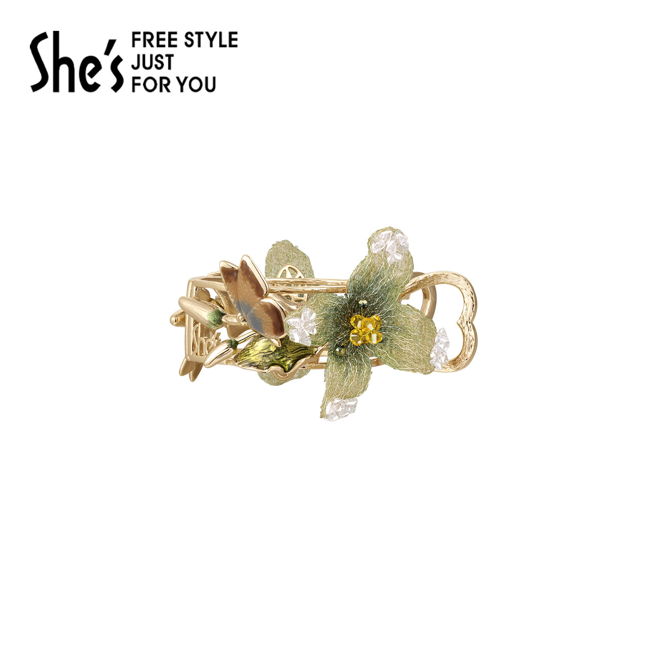 shes茜子莫奈印象刺绣花朵抓夹发量少后脑勺盘发器小发夹发饰,饰品/流行首饰/时尚饰品新,发饰,淘宝优惠券,粉丝福利购,淘宝优惠卷