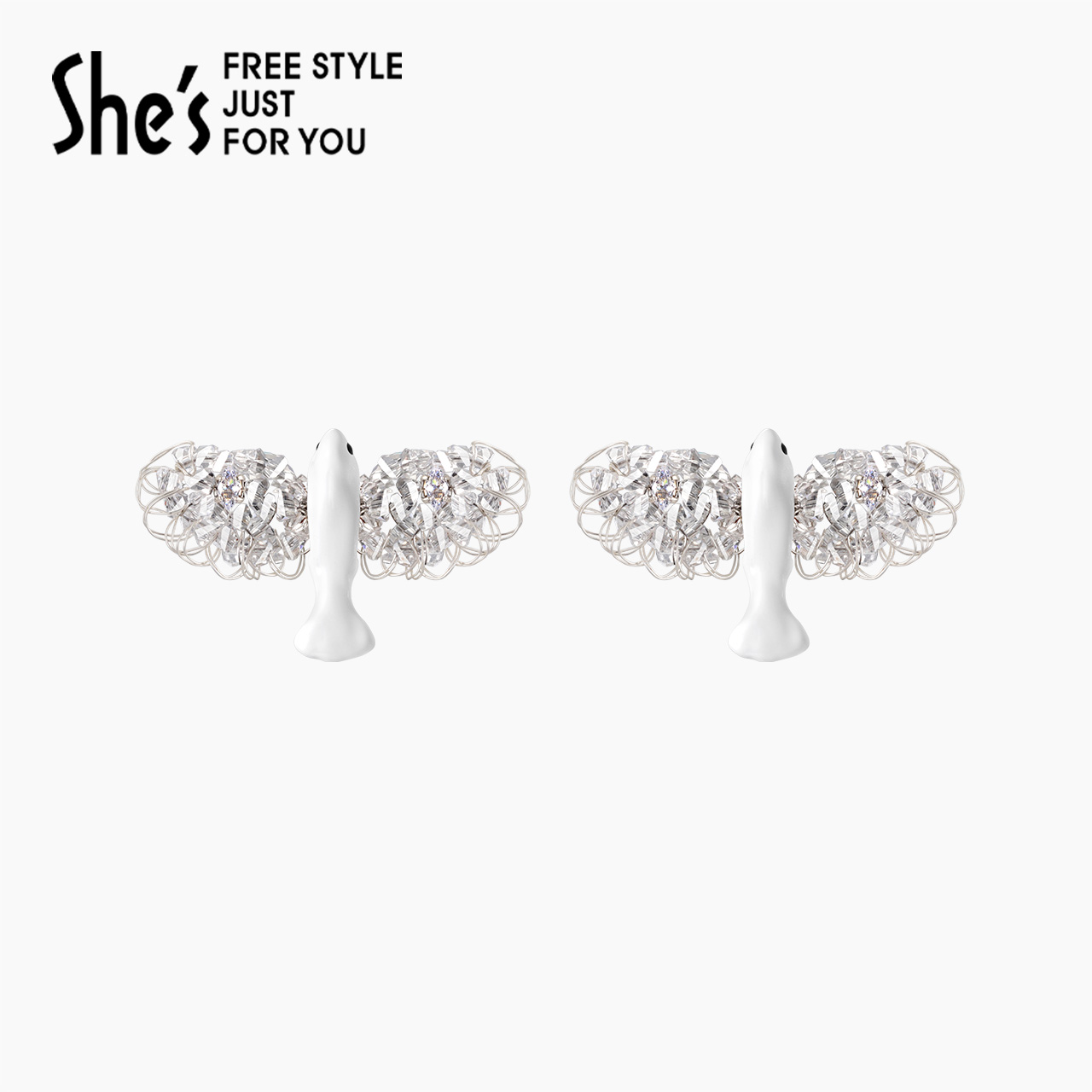 shes迷你白鸽造型925银耳针