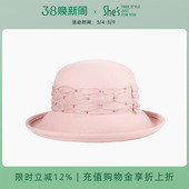 shes茜子原创绵羊毛手工钉珠装 饰优雅秋冬保暖渔夫帽盆帽女礼帽